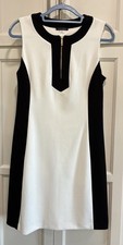 Women’s Tommy Hilfiger Sleeveless Black White Sheath Dress 1/4 Zip Neck Size 8