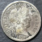 1913 BARBER 10 CENT SILVER DIME COIN