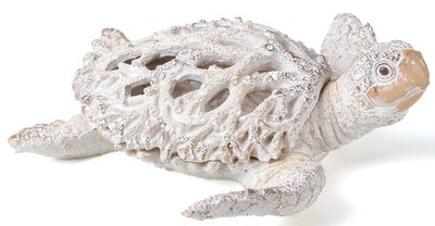 VVGIFTS Ocean Decor White Sea Turtle Coral Reef Home Office Decor Sculpture B...