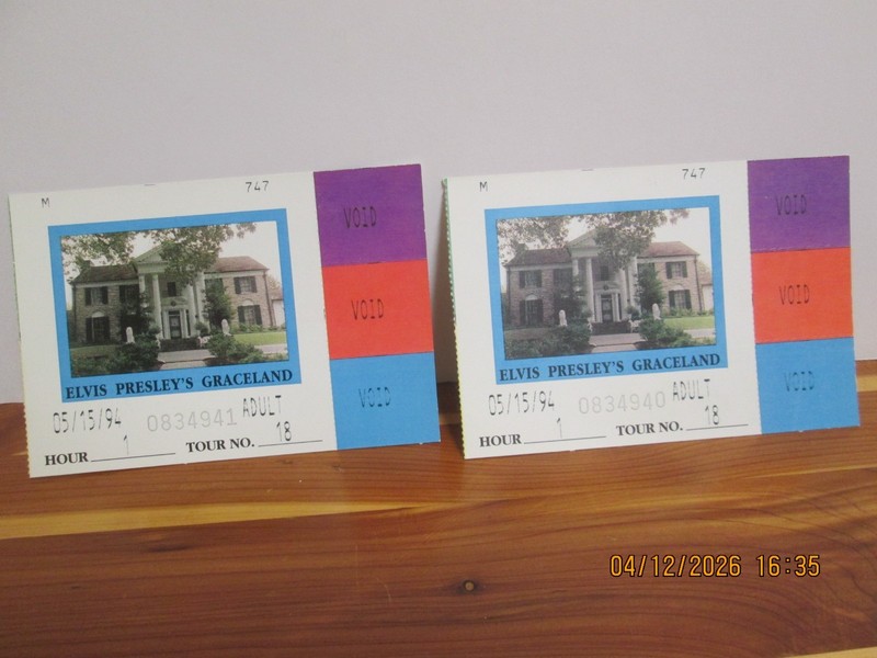 2-Elvis Presley Graceland Tour Ticket 1994