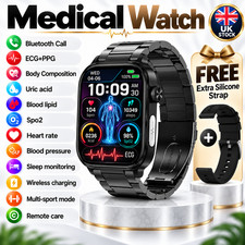 UK 2026 New Medical Grade Smart Watch Blood Pressure Oxygen Heart Rate Bluetooth