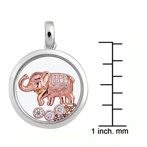 De Buman Two-tone Sterling Silver 6.66ctw CZ and Crystal Elephant Necklace - Picture 3 of 4