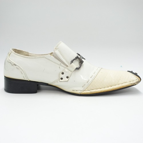 Scarpe mocassino Golden Horse da uomo taglia US 9 bianche e nere con borchie fibbia spada - Foto 5 di 10