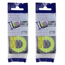 2PK Fluorescent Yellow Tape Cartridge XR-9FYW for Casio KL-60 EZ Label 9mm
