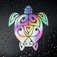 Hawaiian Turtle Camper Van Sticker Chrome Oil Slick, Surf Surfing Motorhome
