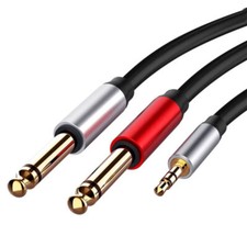 3.5mm TRS to Dual 6.35mm TS AUX Audio Cable for PC MP3 Headphone Mixer Amplifier