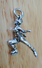 Sterling Silver 3D 17x16mm Female Girl Ice Skater Skate Charm