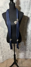 31. Blue Scarf With Heart Hardware.  Approx 68"long MURANO STYLE Hardware