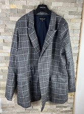 Rachel Zoe Women’s Size Xl Grey Checked Open Jacket Coat Overcoat