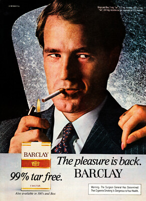barclays cigarettes BARCLAY CIGARETTE AD #2 RARE 1981 VINTAGE OUT OF PRINT