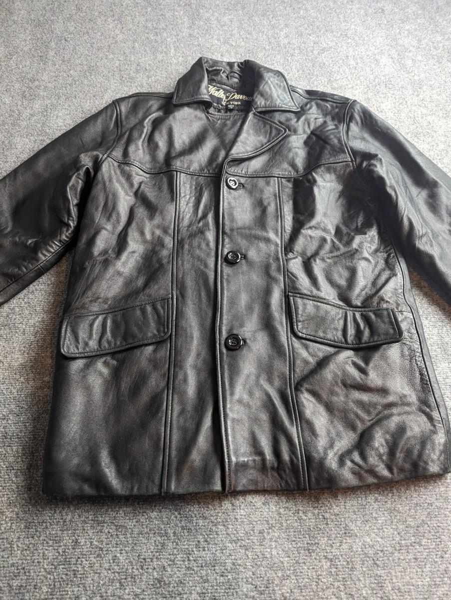 Walter Davoucci Vintage Black Leather Jacket /Coat Men's (Size: S