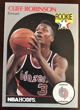 1990-91 NBA Hoops Cliff Robinson Rookie RC Portland Trail Blazers card #250