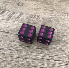 2X Black Purple Dice Valve Stem Cap Car Truck Bike Motorcycle Bicycle BMX