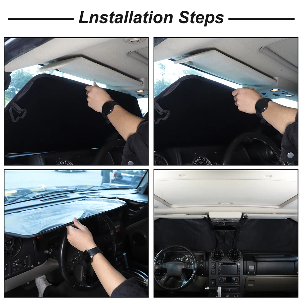 Black Front Windshield Sunshade UV Block Visor For Hummer H2 2003-2009 Foto 4 de 4