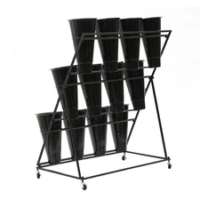 3-Tier Flower Display Stand Plants Shelf Display Rack W/ 12 Buckets Garden Patio