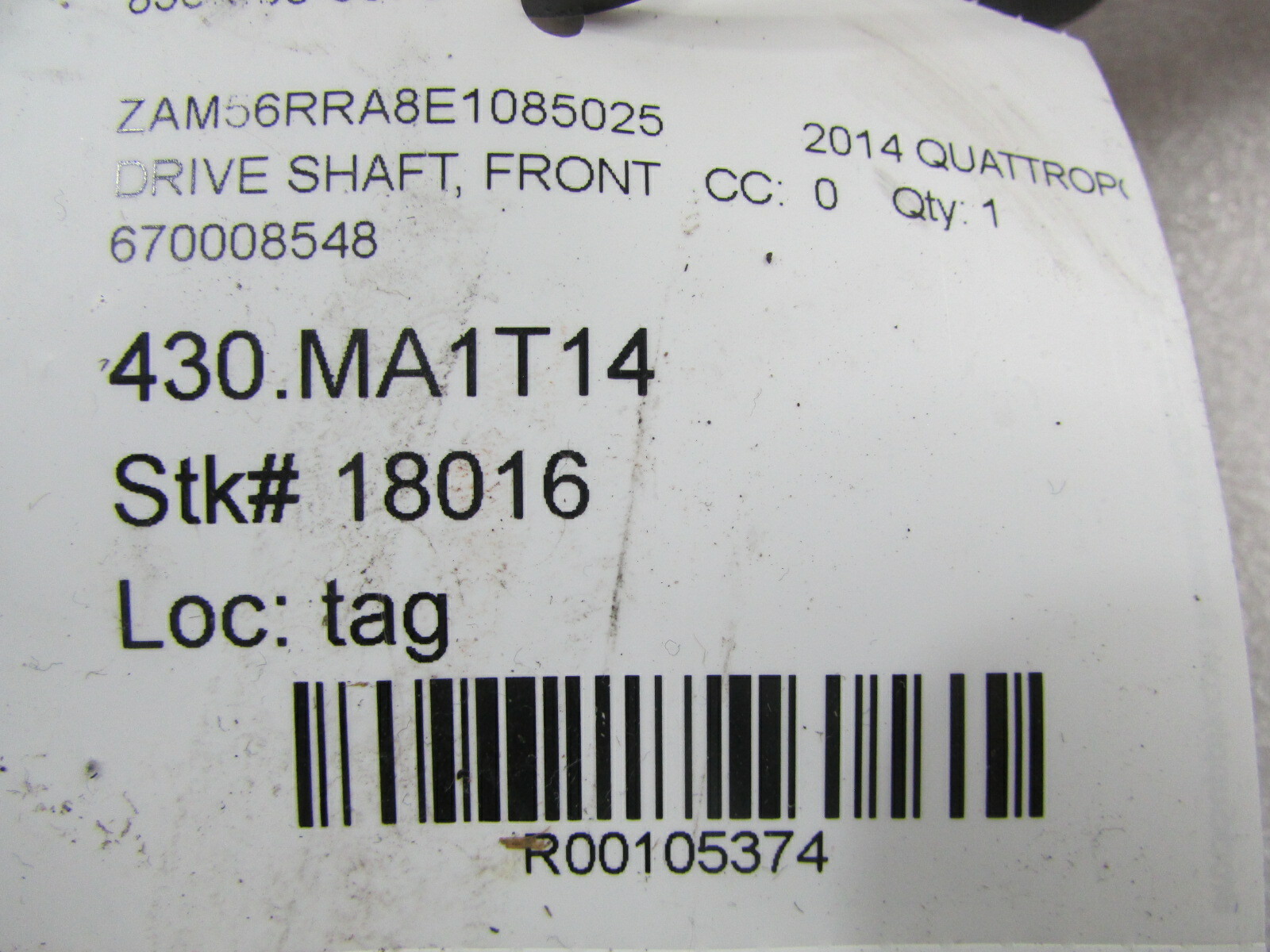 Maserati Ghibli, Front Drive Shaft, Used, P/N 670008548