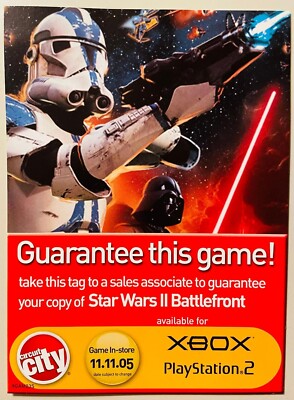 Vintage Star Wars: Battlefront II Circuit City Preorder Guarantee Card 5.5''x7.5''