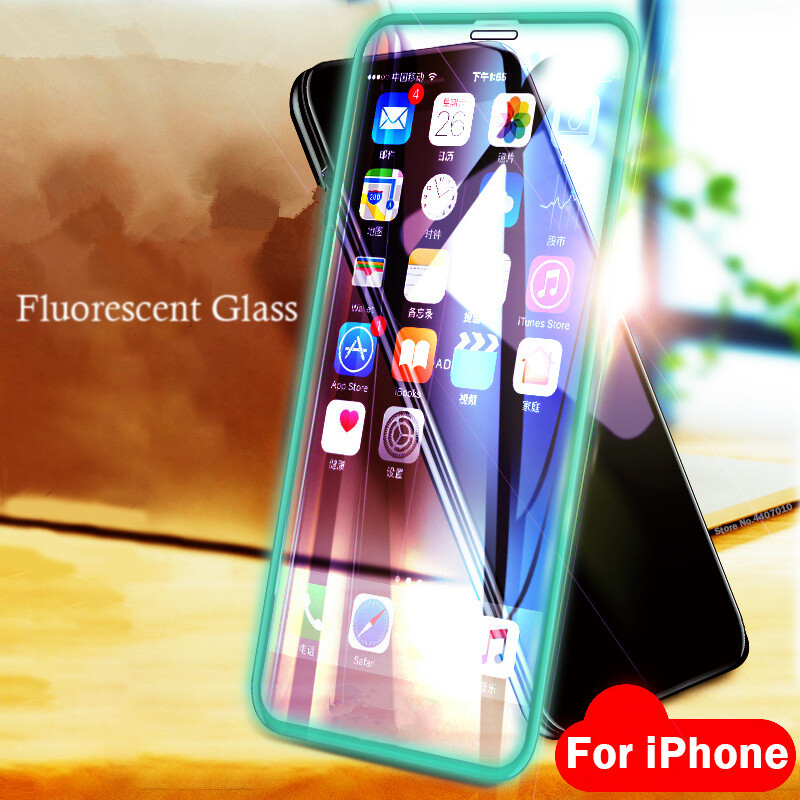 Full Cover Luminous Tempered Glass For iPhone 14 13 12 Pro Max 11 SE XS MAX 7 8