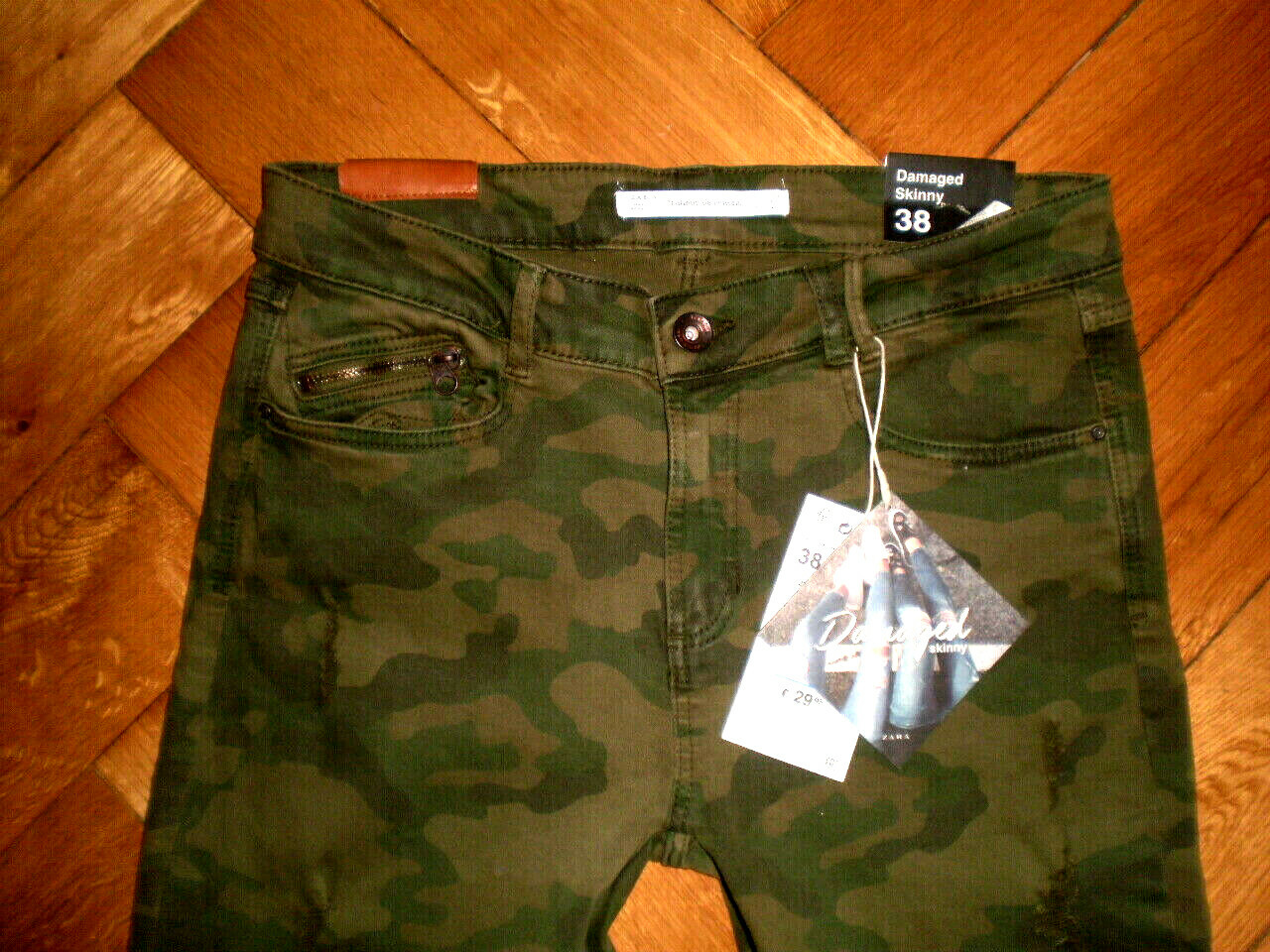 ♥ ZARA SKINNY JEANS SKINNY JEANS SKINNY CAMOUFLAGE ARMY size 38 NEW with TAGS!!!