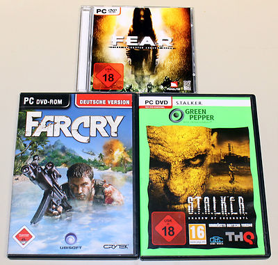 3 PC SPIELE SET - FEAR - FAR CRY - STALKER - SHOOTER S.T.A.L.K.E.R. F.E.A.R.