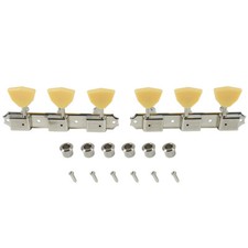 Kluson 3 per plate tuners Nickel Ivory Butterfly buttons fits Gibson,Kay,Supro