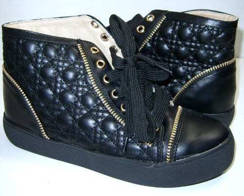 New WB Machi Women's Size 5.5 Black Quilted Zip Lace Up Sneakers Ankle Boots