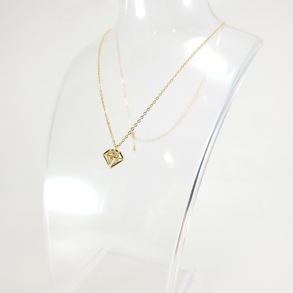 Alternate view of Geometric Cone Gold Plated Necklace Fashion Trendy Karma Good Luck Polygon
