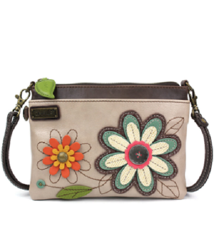 NEW CHALA SPRING FLOWERS DAISY MINI CROSSBODY CELL PHONE PURSE BAG CREAM BLUE