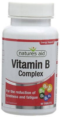 Natures Aid Vitamin B komplexe Energie für Müdigkeit und Müdigkeit 90 Tablettenx3
