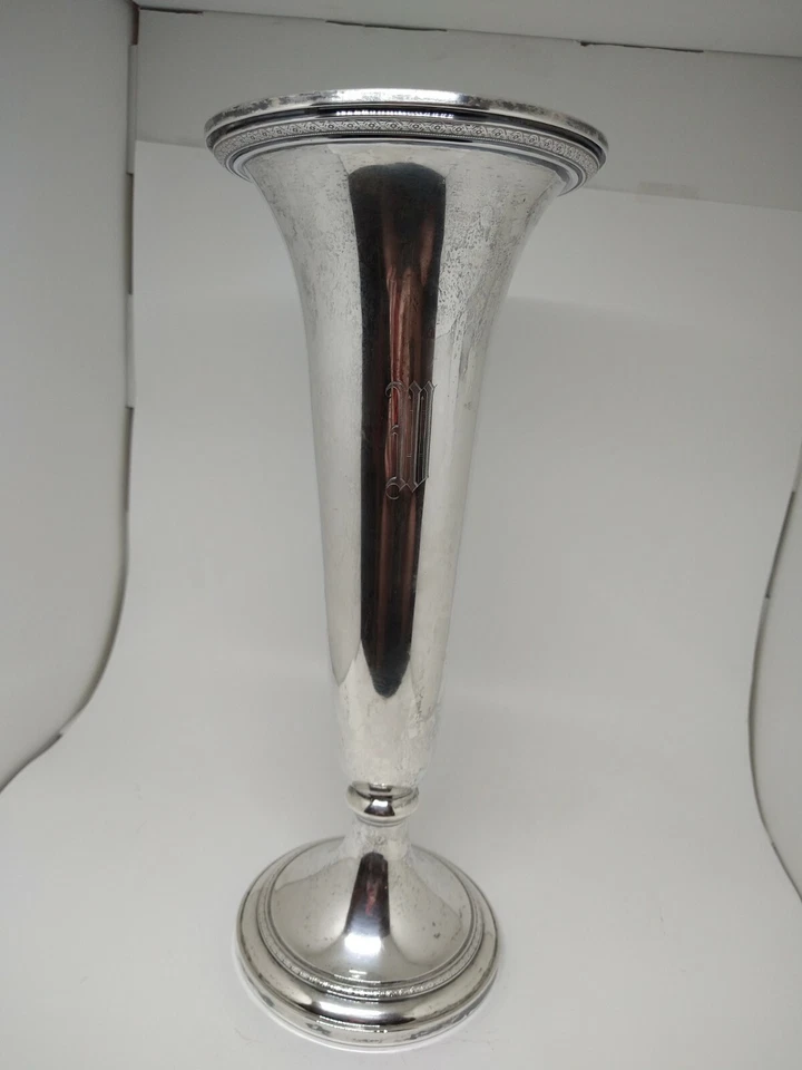 Массивный. 14-дюймовая труба ваза Watson из чистого серебра моно W. 16,5 унц - Изображение 4 из 4