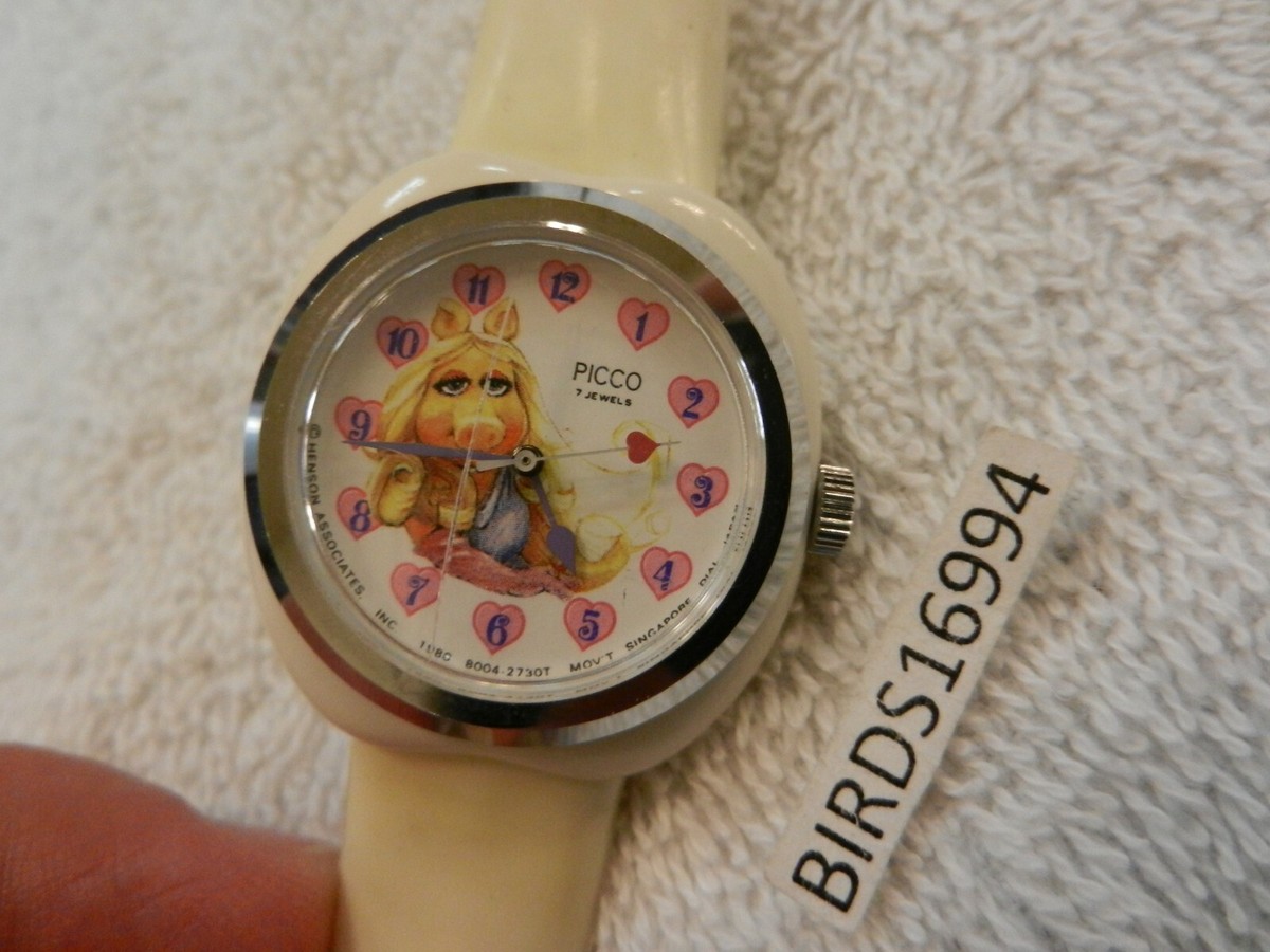 2X! RARE 1980 79 HENSON PICCO MISS PIGGY 7 JEWEL HEART DIAL MANUAL