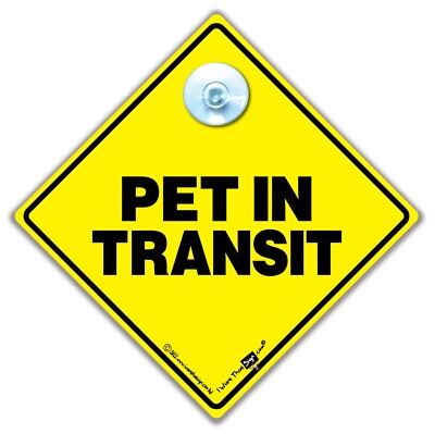 Pet in Transit Schild, Pet in Car Saugnapfschild, Katze oder Hund an Bord Autoschild