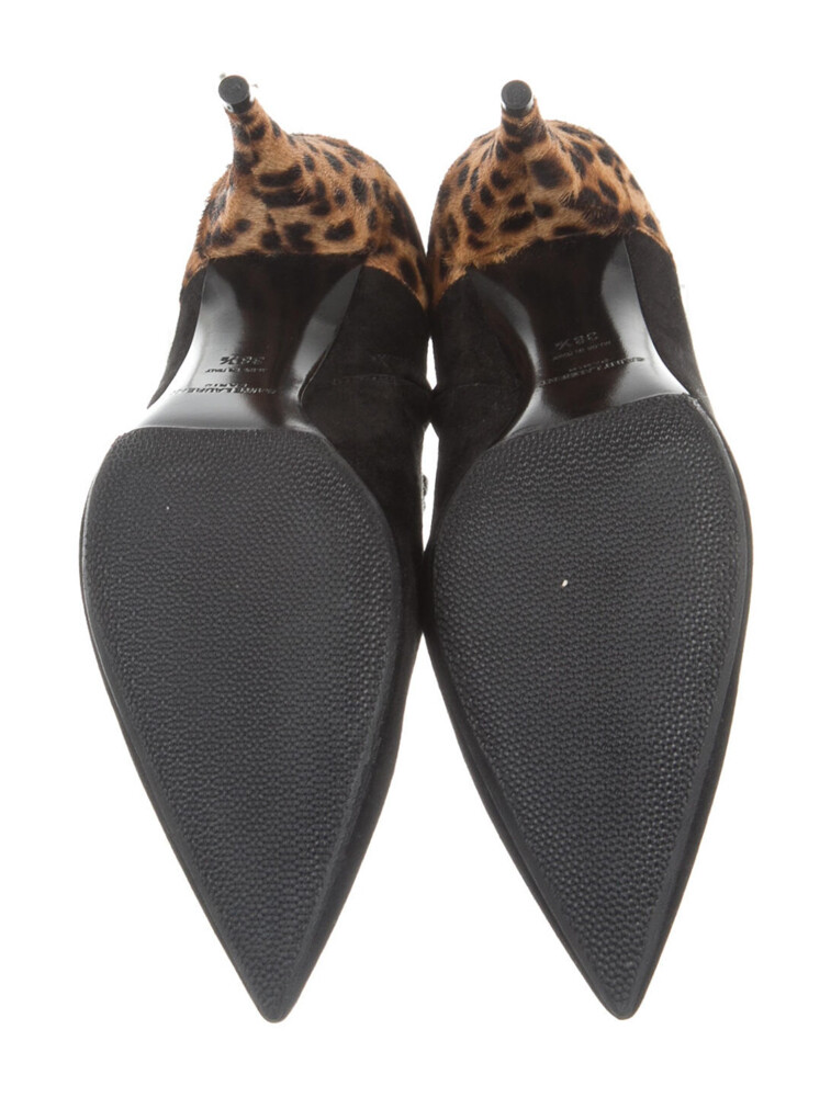 【関税負担】 SAINT LAURENT KIKI ANKLE BOOTS SAINT LAURENT Black Suede Leopard Kiki Ankle Boots 38.5 | eBay