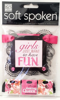 me & my BIG ideas Soft Spoken Embellishments - GIRLS WANT TO HAVE FUN - 2 pcs