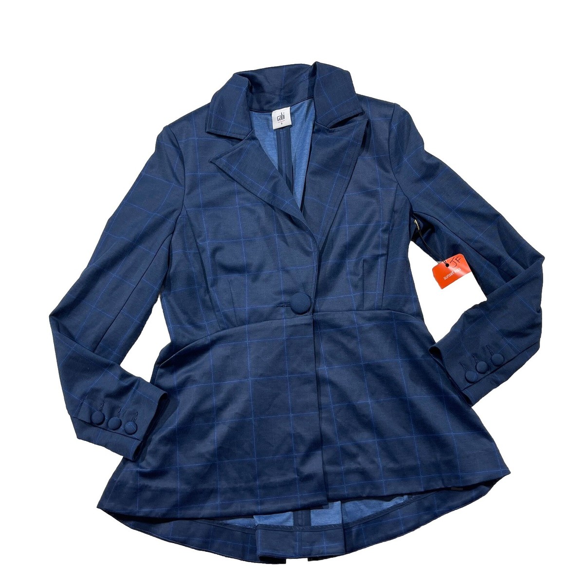 Cabi Blazer Blue Jacket Size 6 Equestrian Style #5475 Window Pane