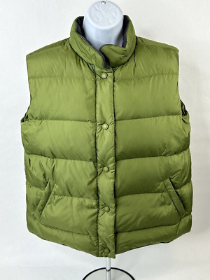 Cabelas Puffer Vest Womens Small Green Premier Northern Goose Down Snap Up