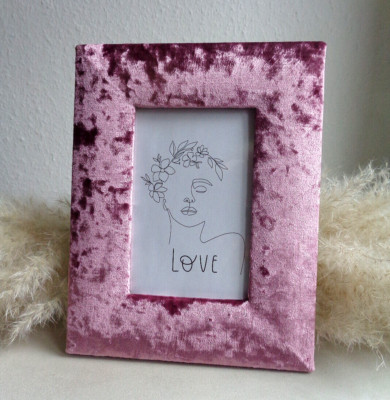 Bilderrahmen Foto Stand Rahmen Samt Stoff Bezug Glänzend Pink Rosa Trend 10x15