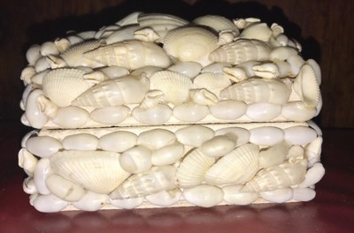 SEASHELL BOX JEWELRY, TRINKETS, KNICK NACKS