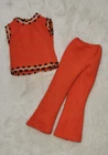 Vintage Clone Barbie 60s 70s Maddie Mod Homemade Orange Blouse Top Pants Set