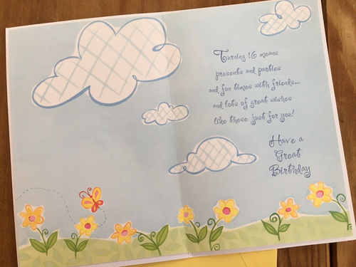 SWEET SIXTEEN  BIRTHDAY CARD  FOR 16 YEAR OLD PARAMOUNT CARDS - Picture 2 of 2