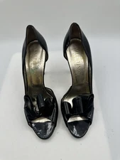 Valentino Garavani Bow Pump D’Orsay Black Patent Leather Shoes Size 38/ 7.5