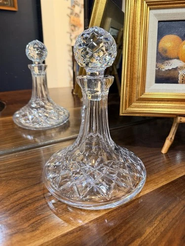 Vintage Waterford Irish Whiskey Ships Decanter Alana Crystal Flat Bottom Mint