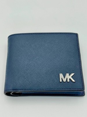 Michael Kors Cooper Navy Men's Leather Two Piece Billfold Pass case Wallet NWT