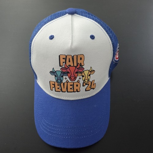 Fair Fever '24 Trucker Hat Blue White Trucker Cap Iowa Cubs Iowa State Fair Logo