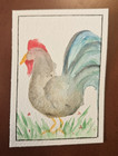 ACEO Original watercolor miniature ROOSTER painting on paper, unframed — photo 1
