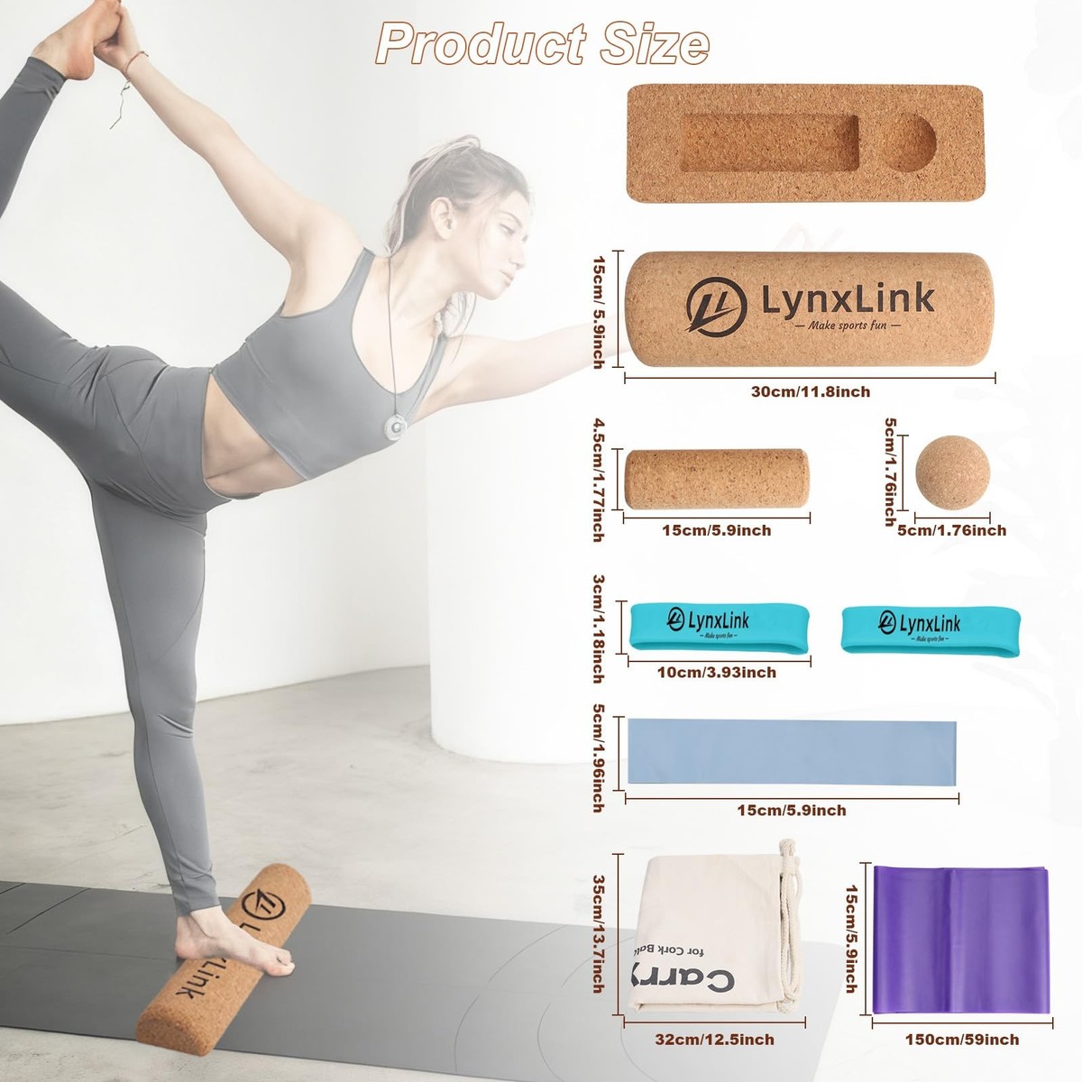 Cork Balancing Board Foot Restoration and Balance Kit with Massage