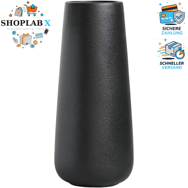 Vase Schwarz 28Cm Hoch Keramik Modern Blumenvasen Tischdeko Innenbereich-image