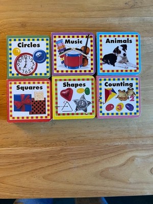 Publications Int. 1998 Block Books Lot of 6 Small Cardboard Picture Books 3''x 3''