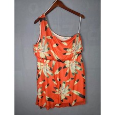 One Shoulder Mini Dress Size Large Tropical Party Orange Beachy Lightweight