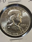 1957-D Franklin Silver Half Dollar 50c FBL Uncirculated BU Coin FULL BELL LINES